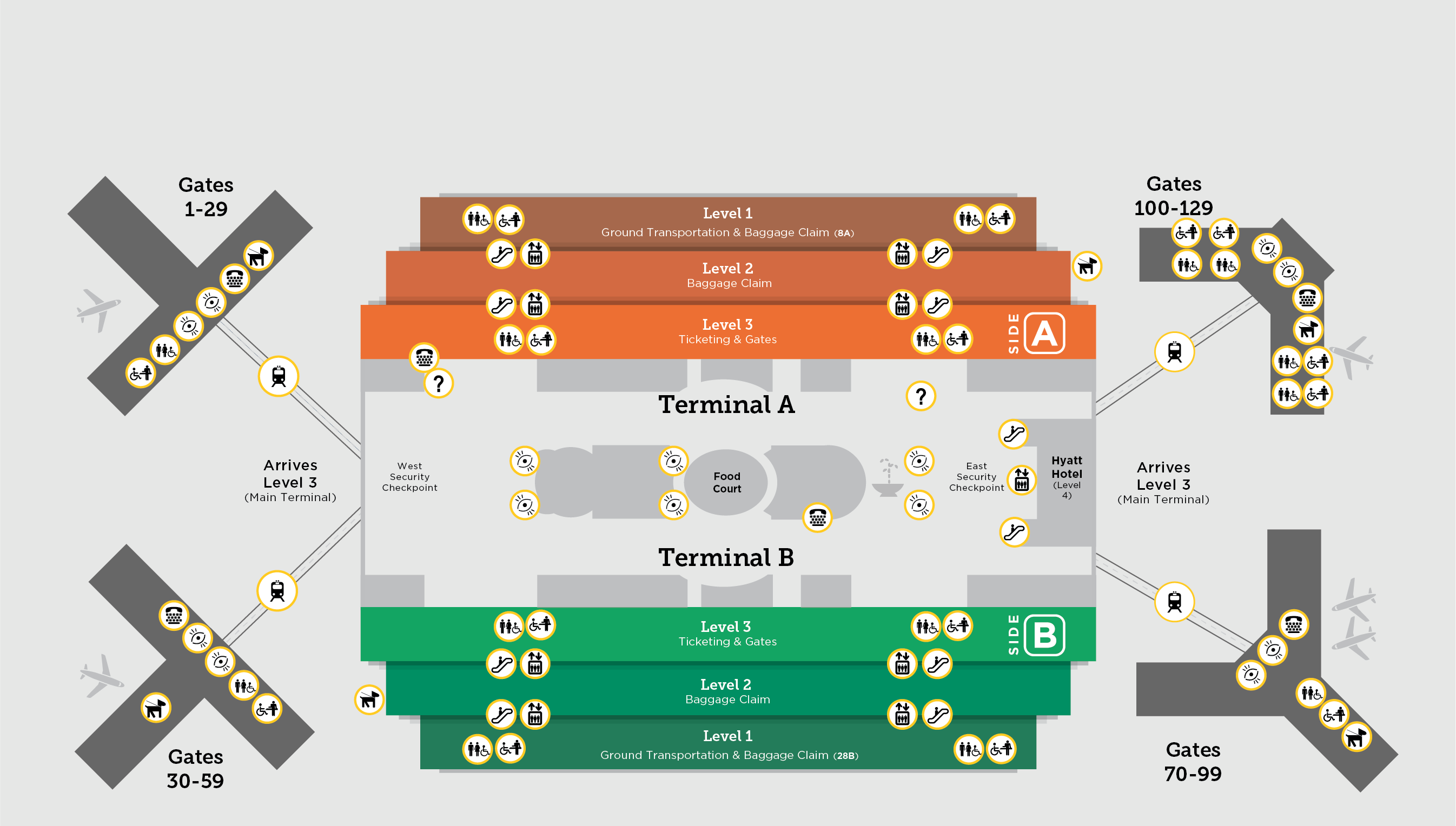 Terminals A & B - Accessibility Services Map