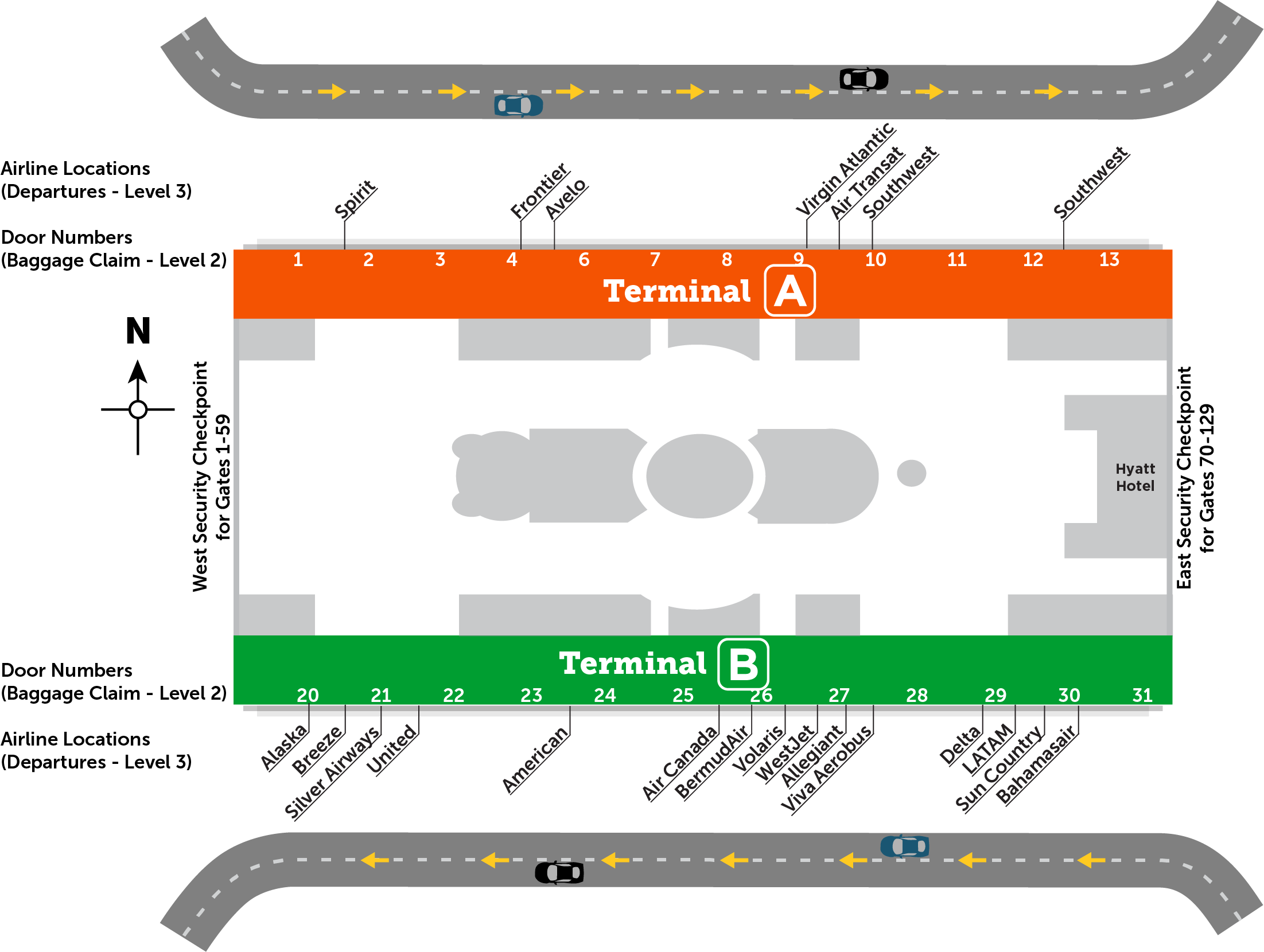 Airline Locations - Terminals A & B