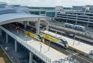 Train Station with Brightline Trains and Terminal Link